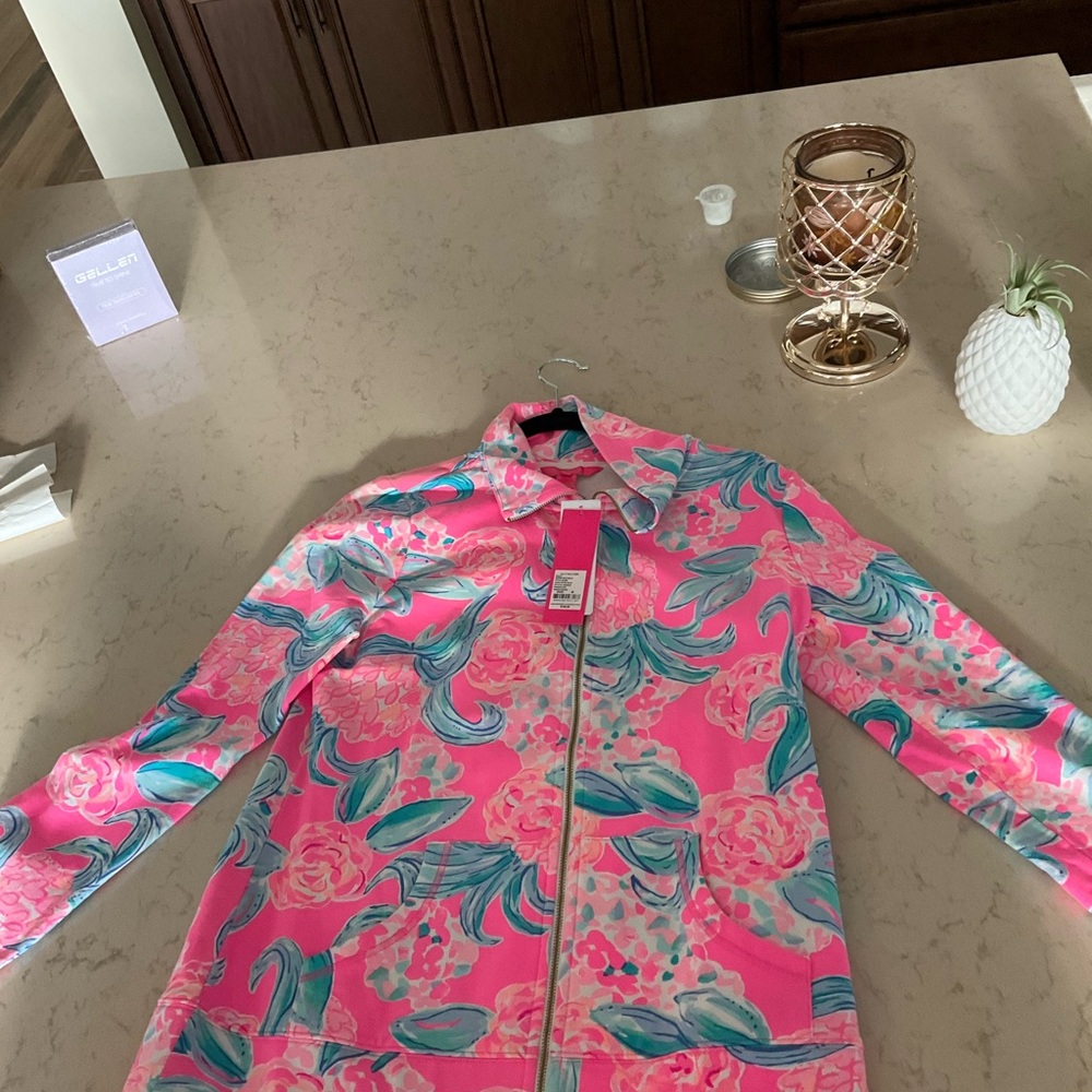Lilly Pulitzer Pink and Blue Floral Bomber Jacket